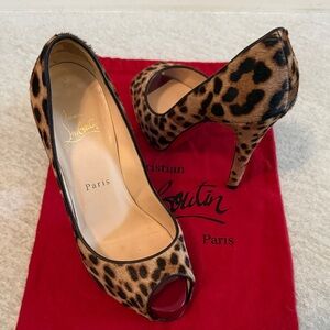 Christian Louboutin Animal Print Peep Toe Heels